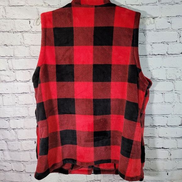 Suzanne Betro Weekend, Red Buffalo Plaid Vest,‎ Plus 1X - Picture 4 of 7